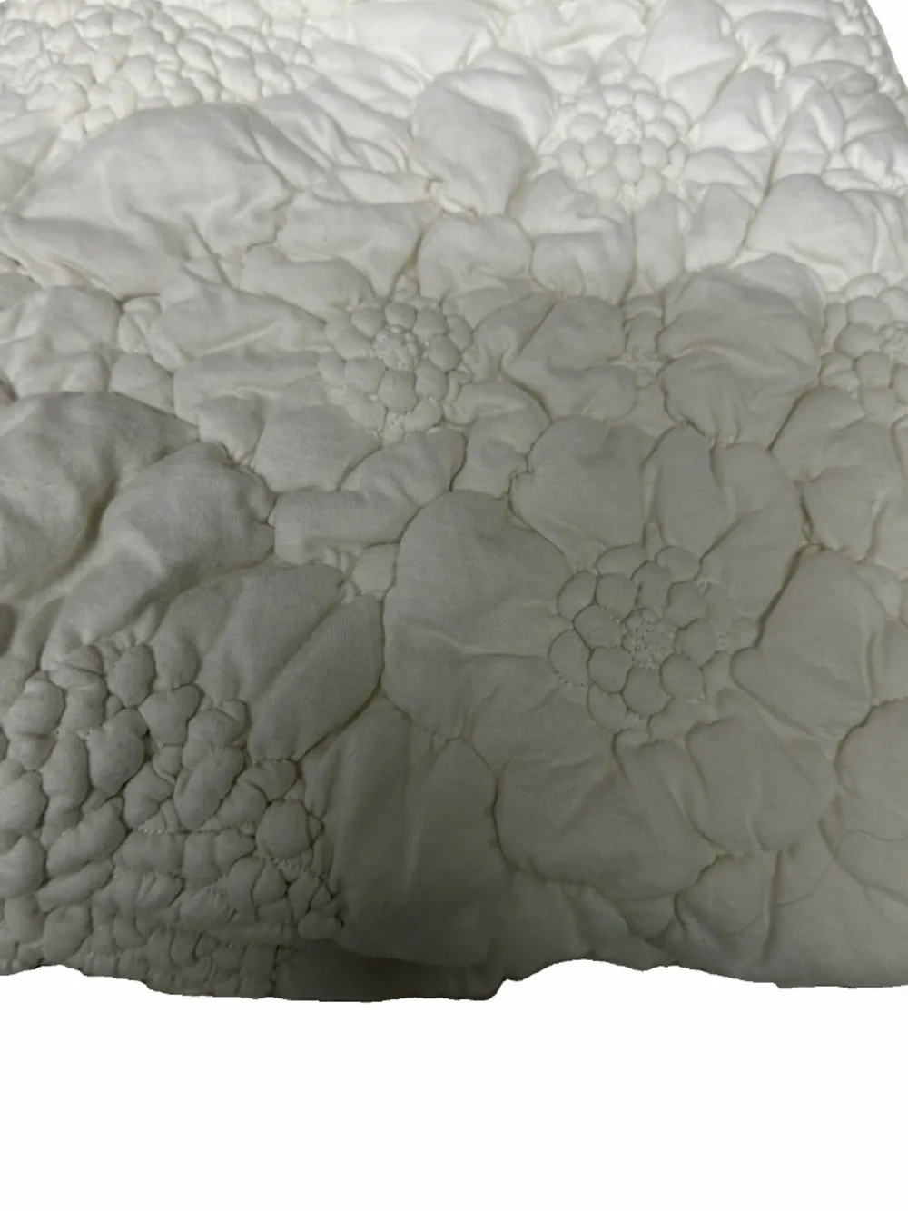 Anthropologie Euro sham 26”x26” Plush Floral Quilted - White 100% Cotton
